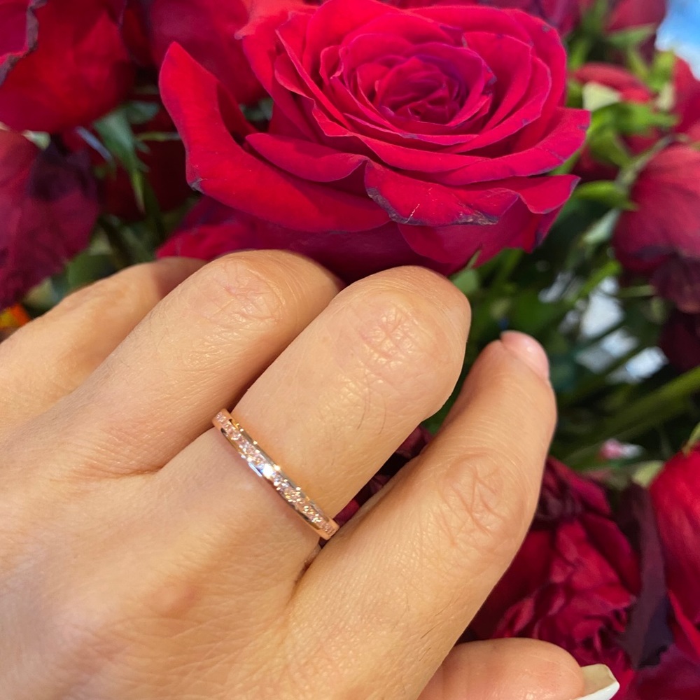14K Rose Gold Eternity Wedding Band 5 6 7 8 9 - Picture 1 of 10